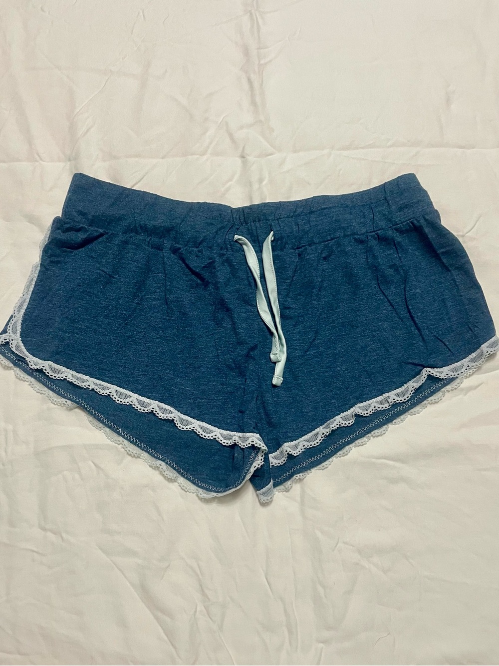Honeydew Intimates Blue Lace Trim Pajama Lounge Shorts Small